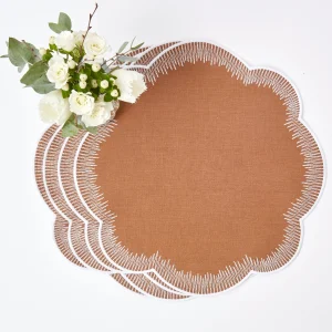 Best Sale Alathea Caramel Linen Placemats & Napkins (Set Of 4) Table Linen Sets
