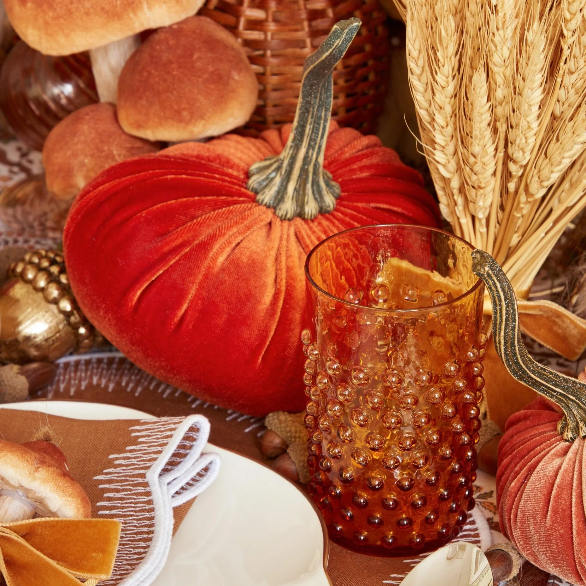 amber_hobnail_glasses_set_2.webp Online Amber Hobnail Glasses (Set Of 6) Glasses