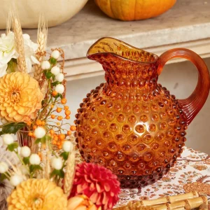 Shop Amber Hobnail Jug And Glasses (Set Of 6) Glassware Sets