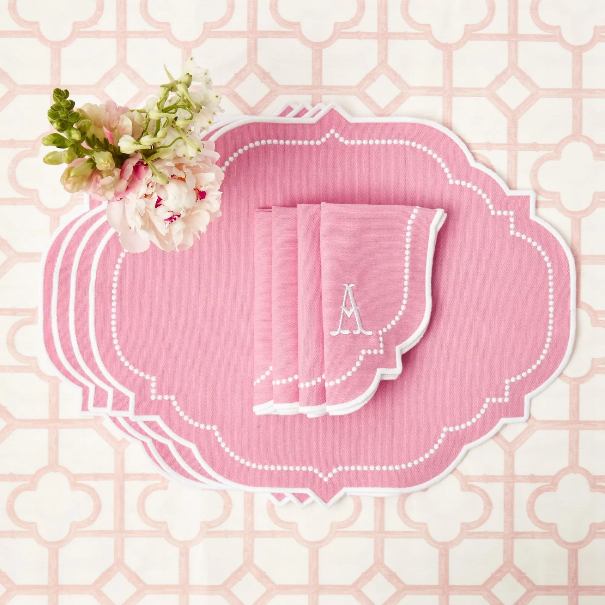 amelie_pink_placemats__na_1.webp Hot Amelie Pink Placemats & Napkins (Set Of 4) Table Linen Sets