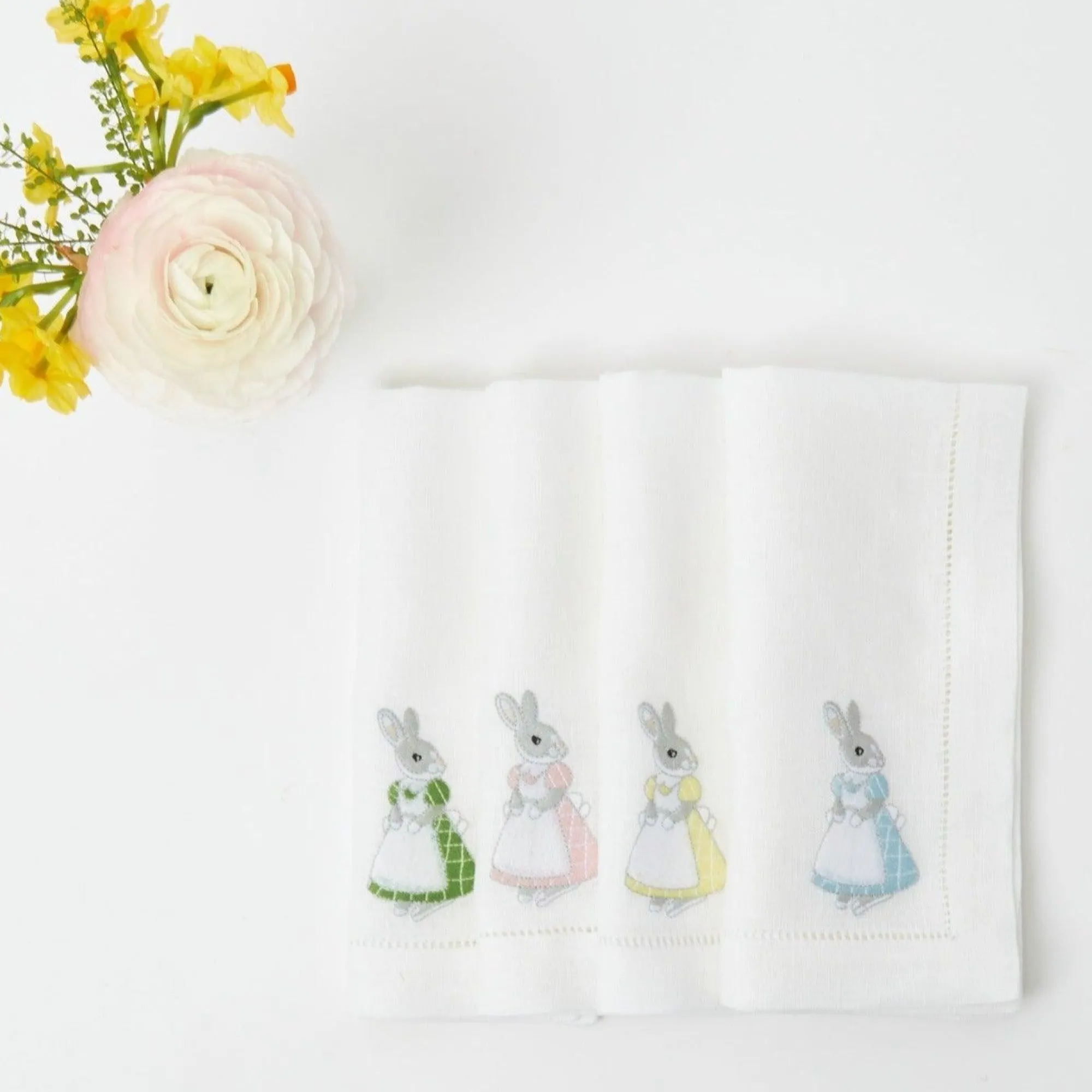 assorted_white_linen_rabb_0.webp Shop Assorted White Linen Rabbit Napkins (Set Of 4) Napkins