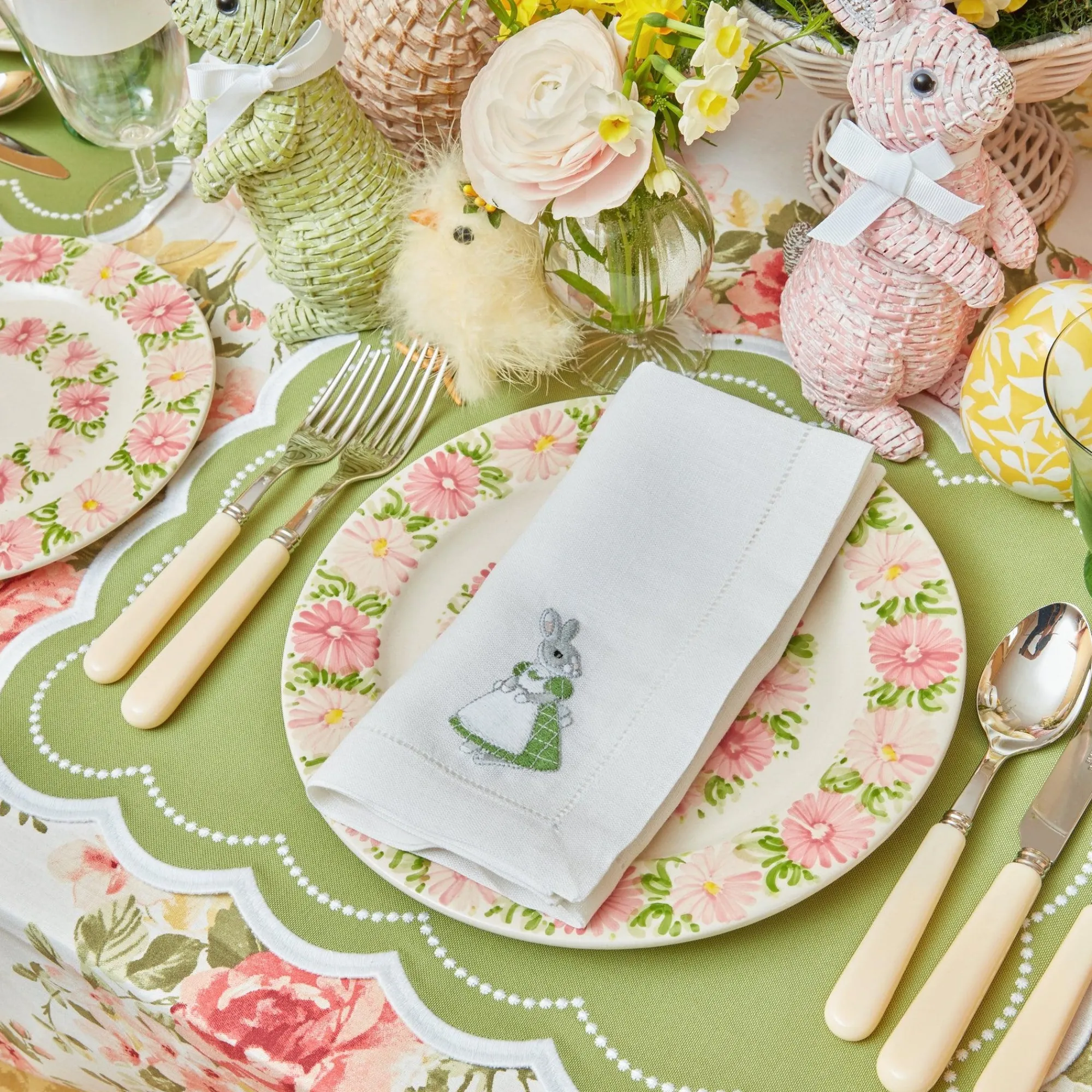 assorted_white_linen_rabb_3.webp Shop Assorted White Linen Rabbit Napkins (Set Of 4) Napkins