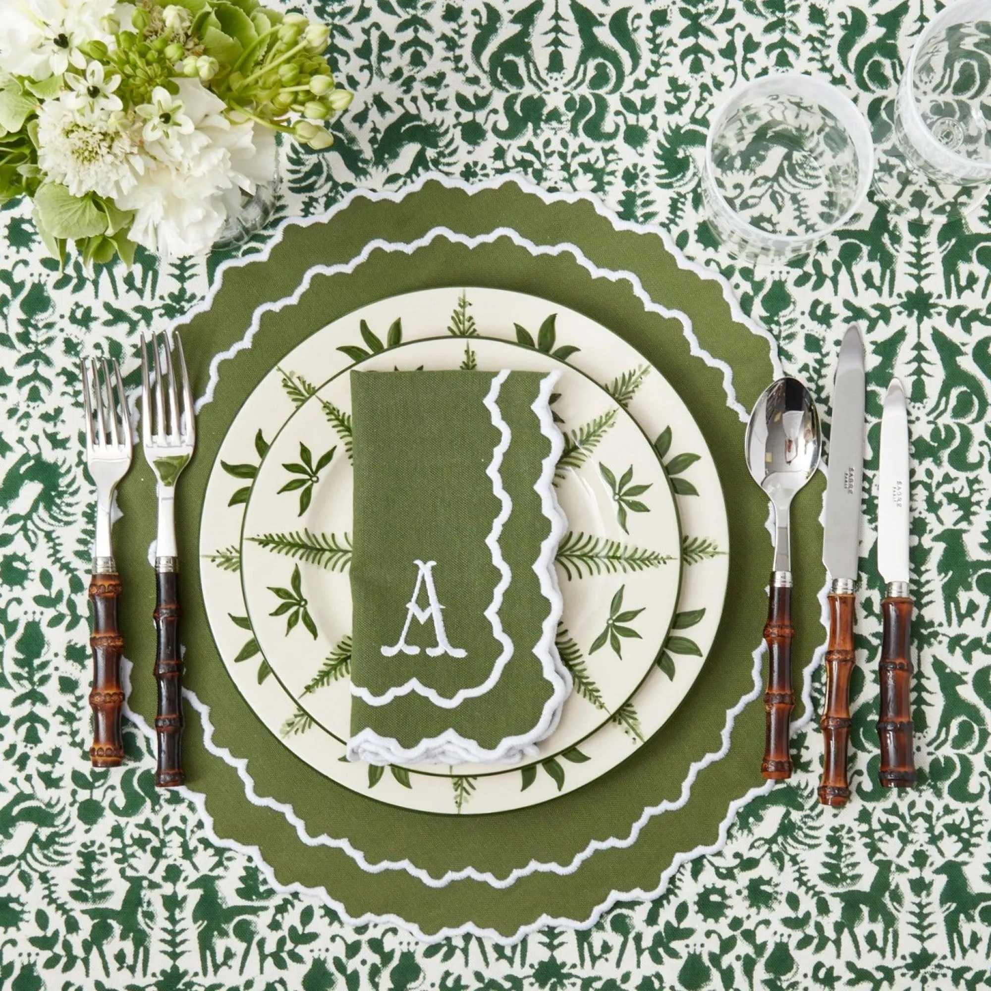 beatrice_forest_green_nap_14.webp Online Beatrice Forest Green Napkins (Set Of 4) Napkins