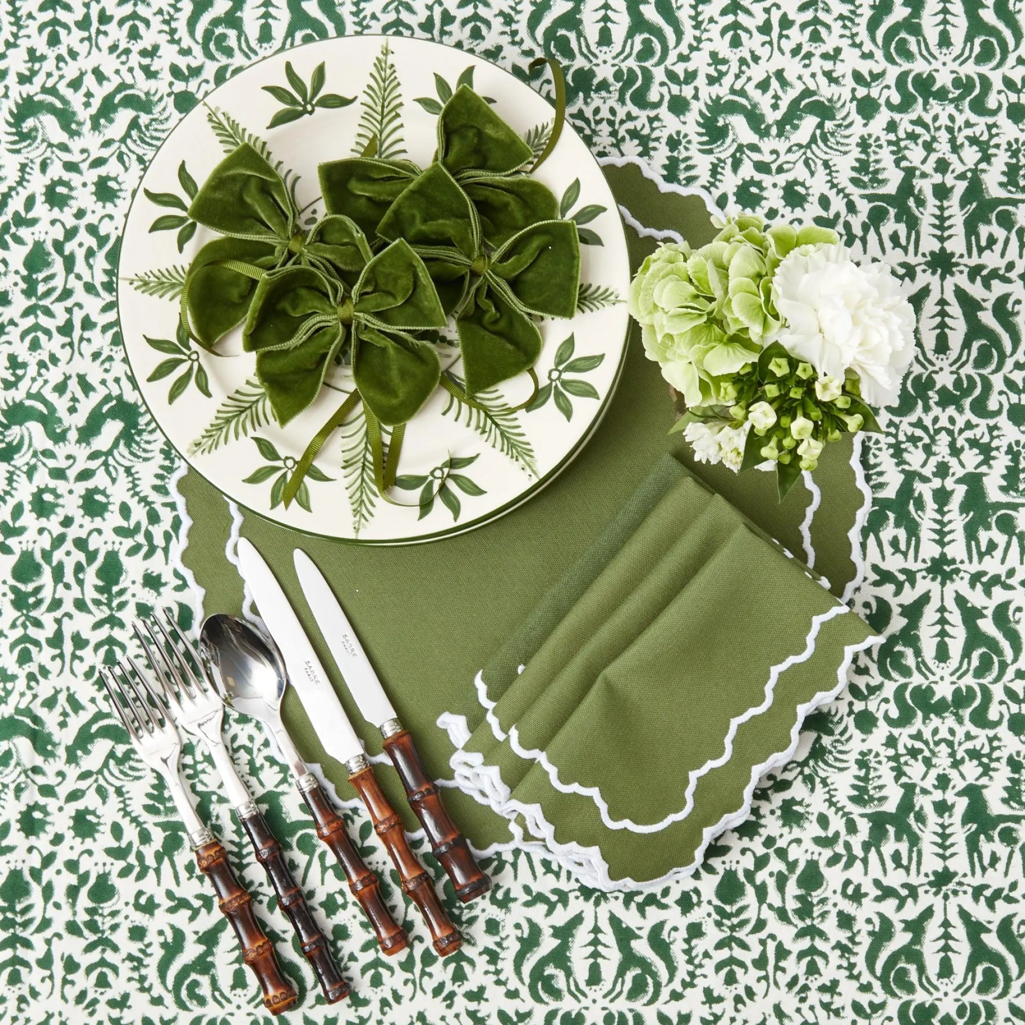 beatrice_forest_green_nap_15.webp Online Beatrice Forest Green Napkins (Set Of 4) Napkins