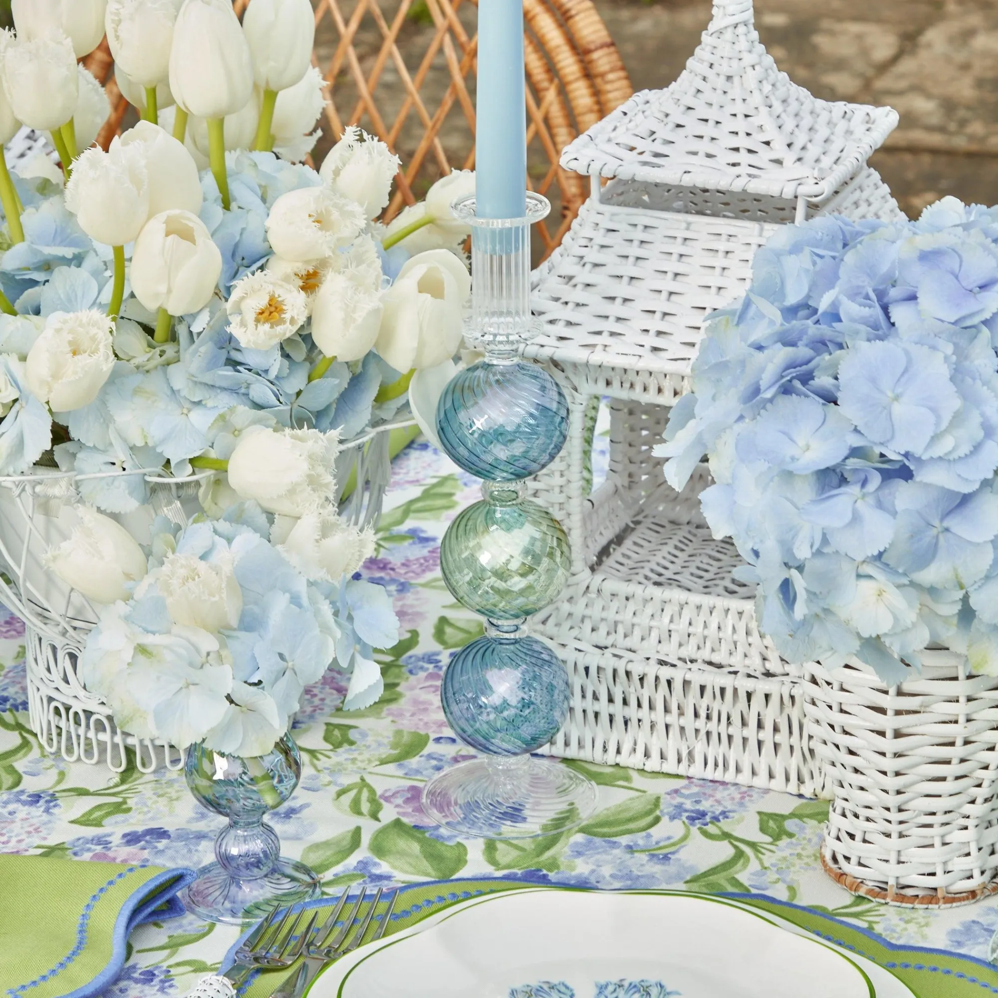 blue__green_camille_candl_1.webp Best Sale Blue & Green Camille Candle Holder (Pair) Candle Holders