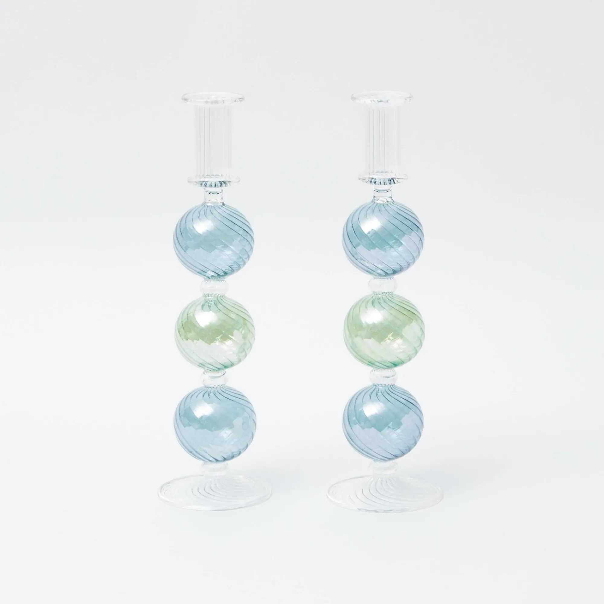 blue__green_camille_candl_5.webp Best Sale Blue & Green Camille Candle Holder (Pair) Candle Holders