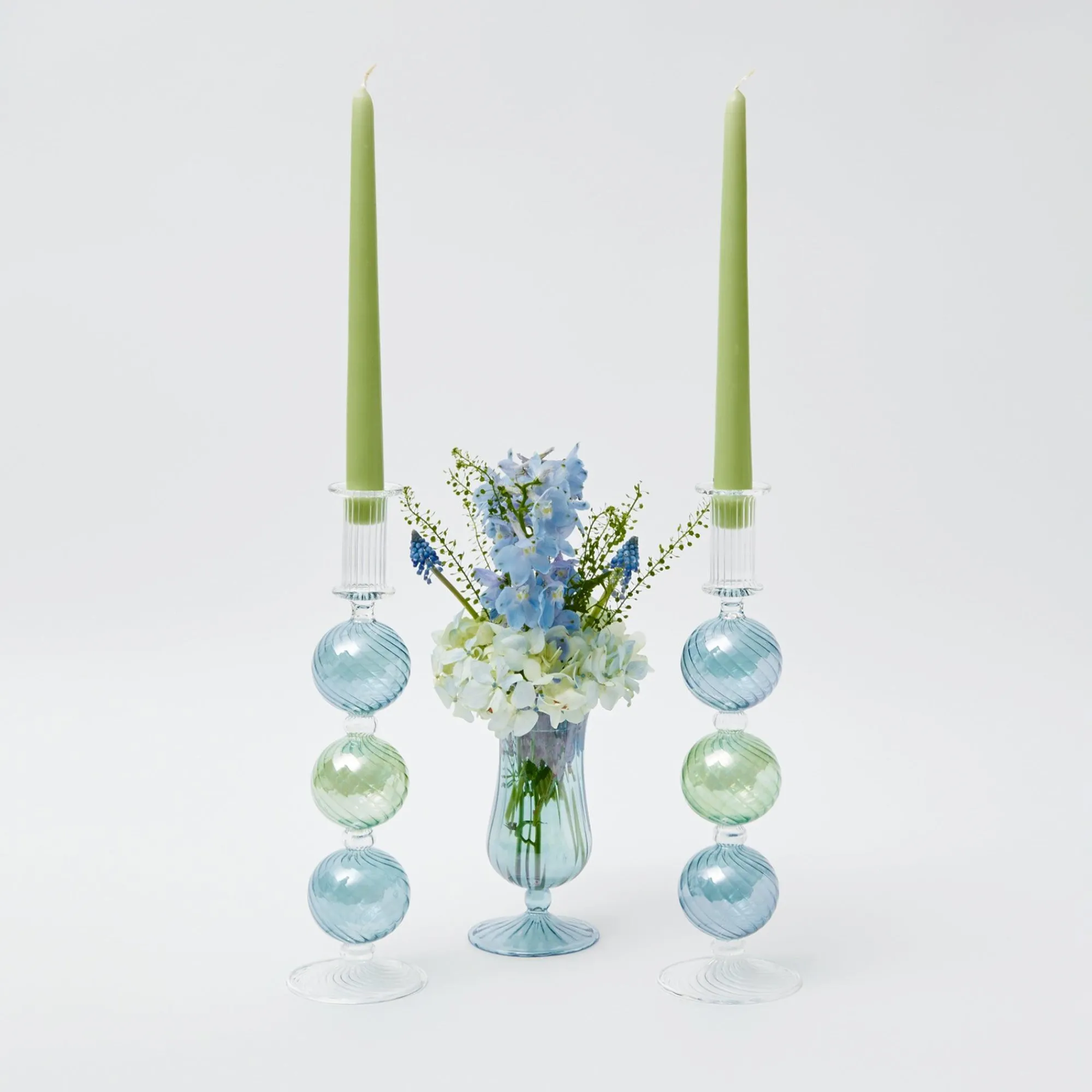 blue__green_camille_candl_9.webp Best Sale Blue & Green Camille Candle Holder (Pair) Candle Holders