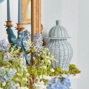 Best Sale Blue & White Parrot Candle Holder (Pair) Candle Holders