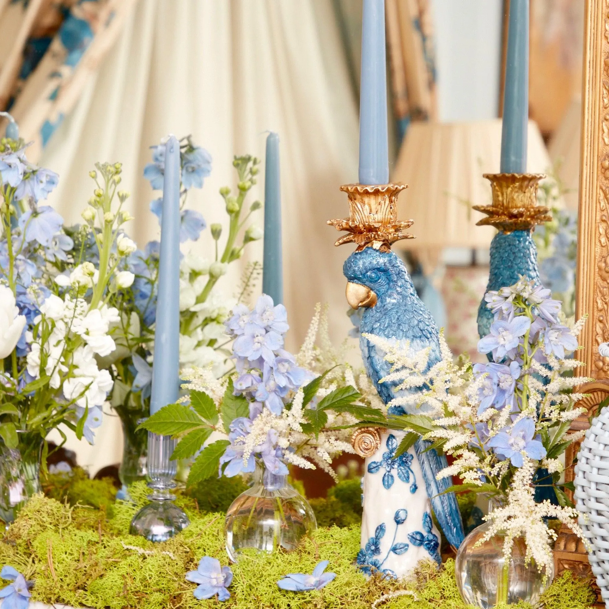 blue__white_parrot_candle_6.webp Best Sale Blue & White Parrot Candle Holder (Pair) Candle Holders