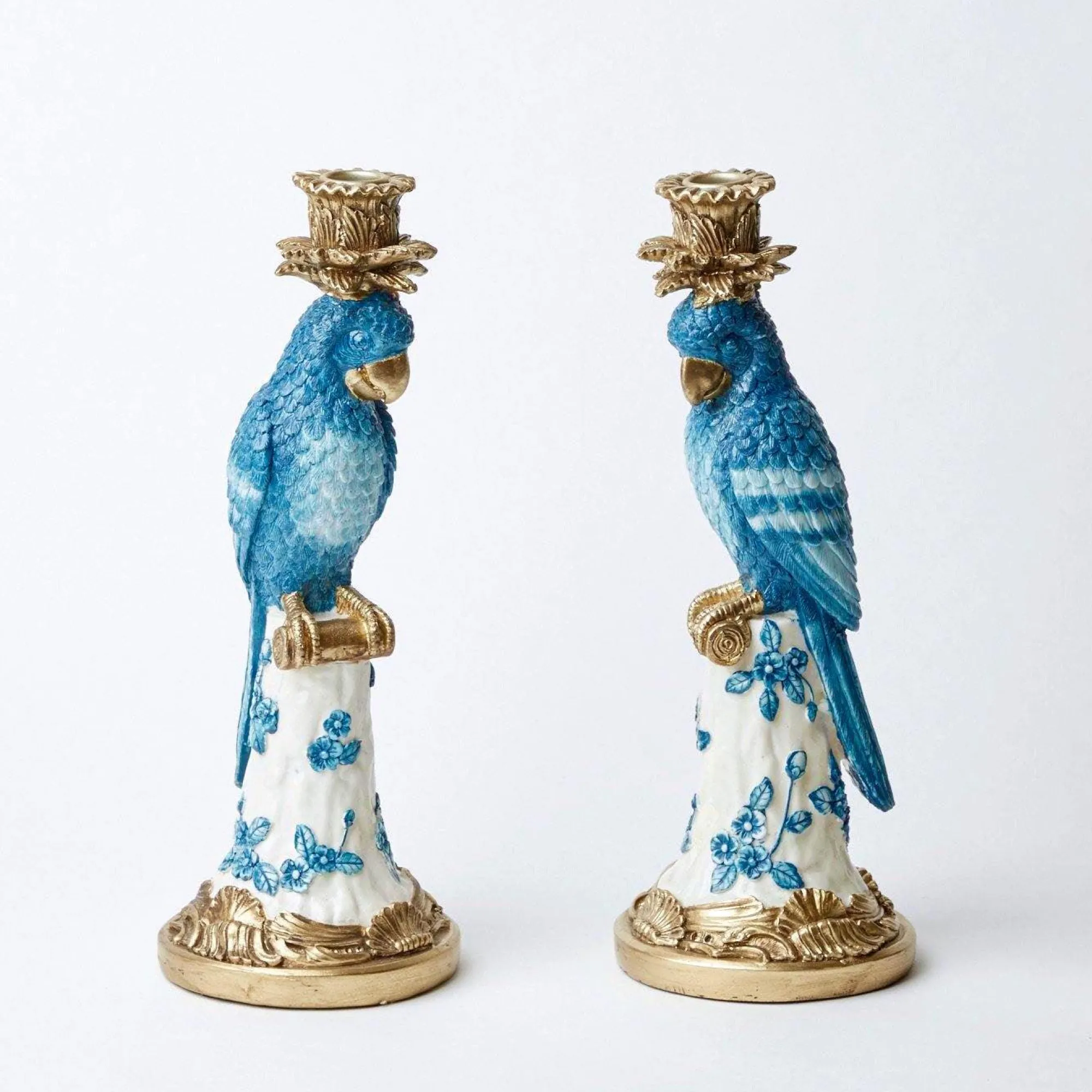blue__white_parrot_candle_8.webp Best Sale Blue & White Parrot Candle Holder (Pair) Candle Holders
