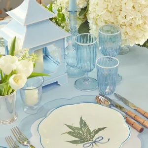 Cheap Blue & White Rim Short Stem Glass (Set Of 4) Glasses