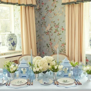 Store Blue & White Rim Water Glasses (Set Of 4) Glasses