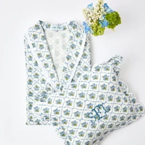 Hot Blue Bouquet Dressing Gown Aprons & Robes