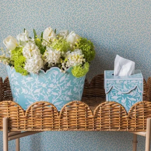Cheap Blue Floral Toleware Set Tissue Boxes