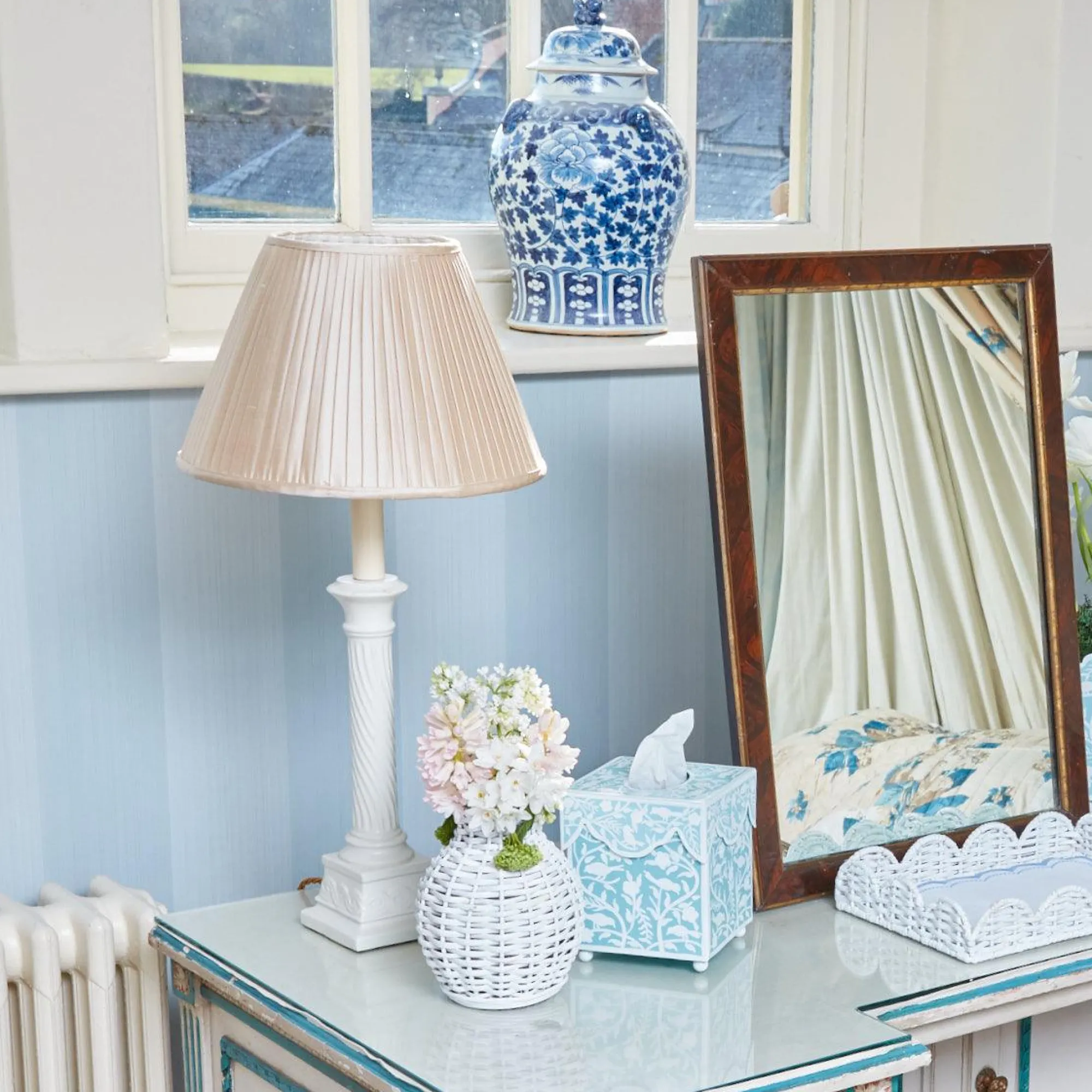 blue_floral_toleware_set_2-1.webp Best Blue Floral Toleware Set Vases