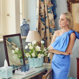 Best Blue Floral Toleware Set Vases