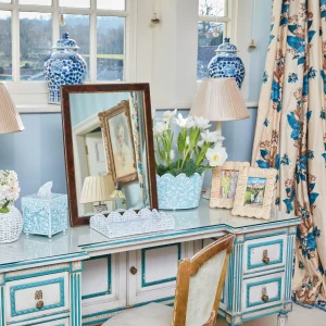 Best Blue Floral Toleware Set Vases