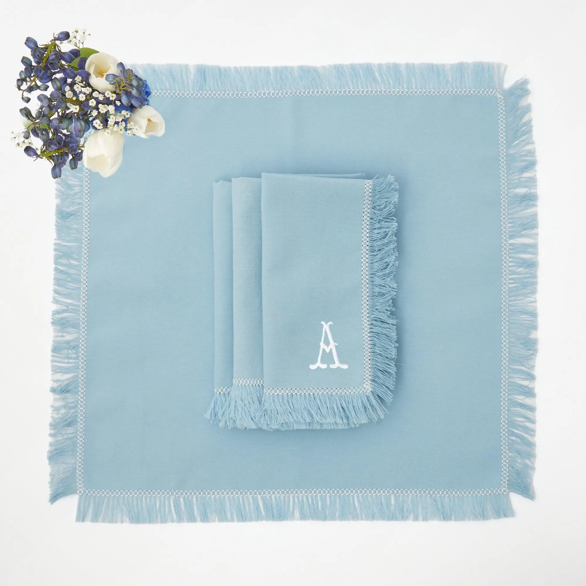 blue_fringe_napkins_set_o_0.webp Store Blue Fringe Napkins (Set Of 4) Napkins
