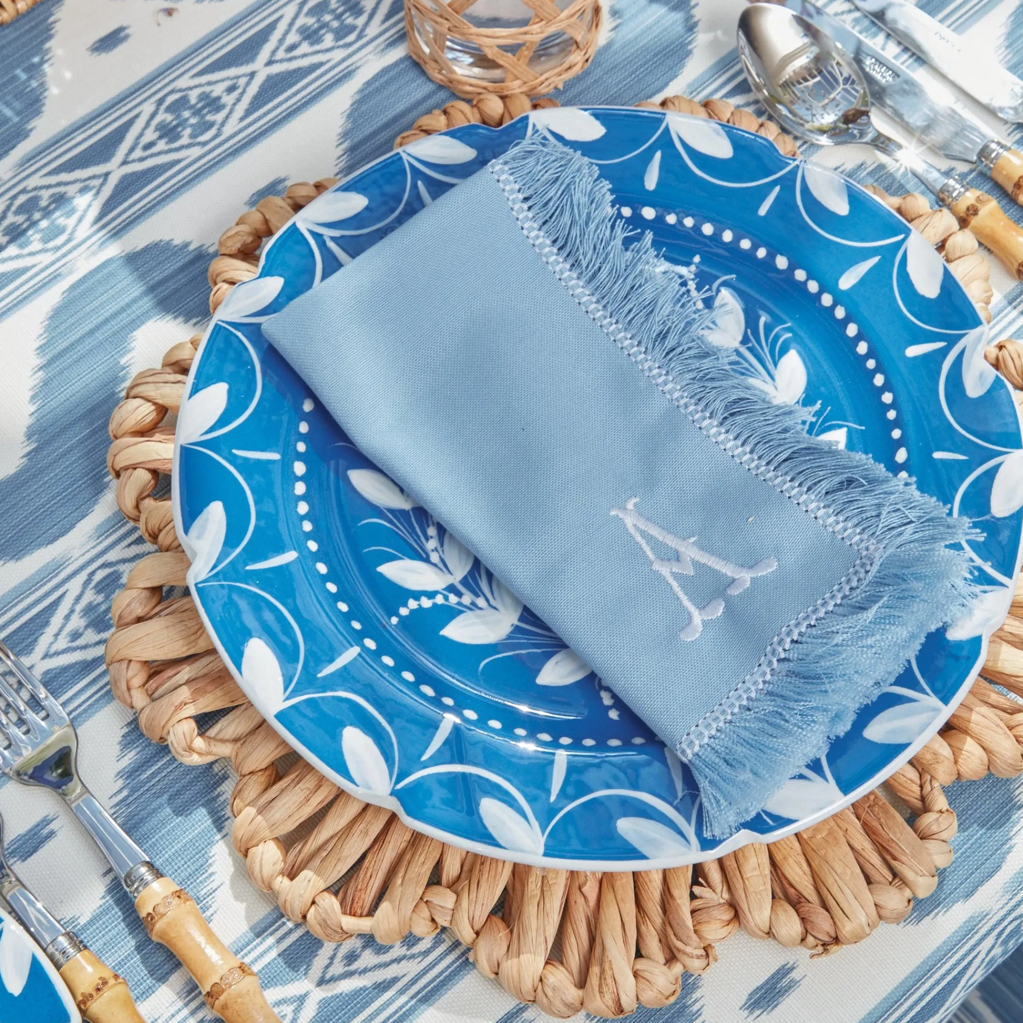 blue_fringe_napkins_set_o_1.webp Store Blue Fringe Napkins (Set Of 4) Napkins