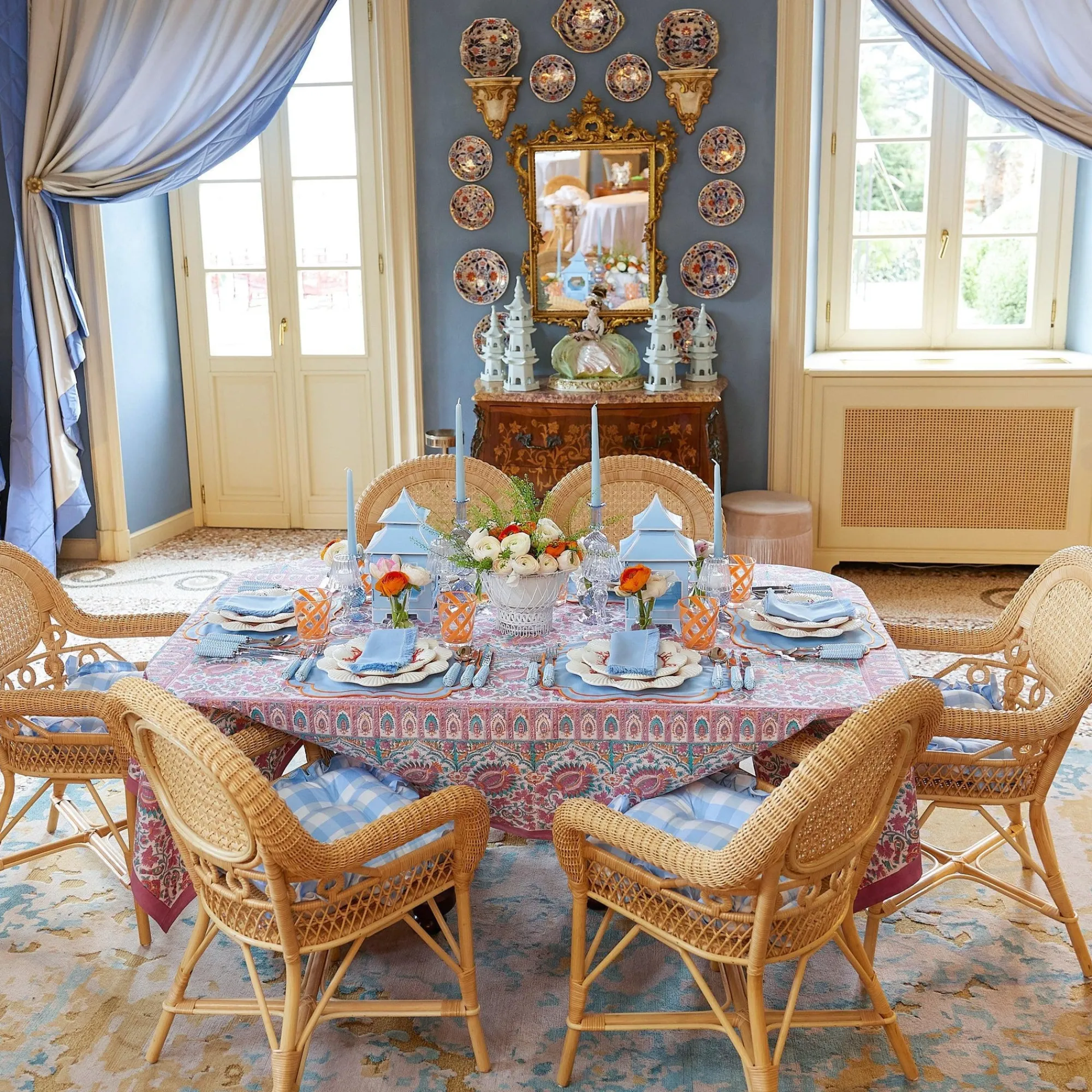 blue_fringe_napkins_set_o_15.webp Store Blue Fringe Napkins (Set Of 4) Napkins