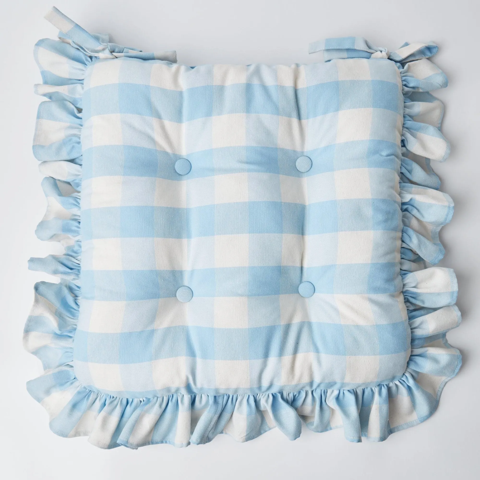 blue_gingham_ruffle_seat__0-1.webp Sale Blue Gingham Ruffle Seat Pad Cushion Cushions