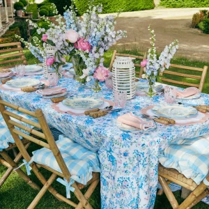 Sale Blue Gingham Ruffle Seat Pad Cushion Cushions