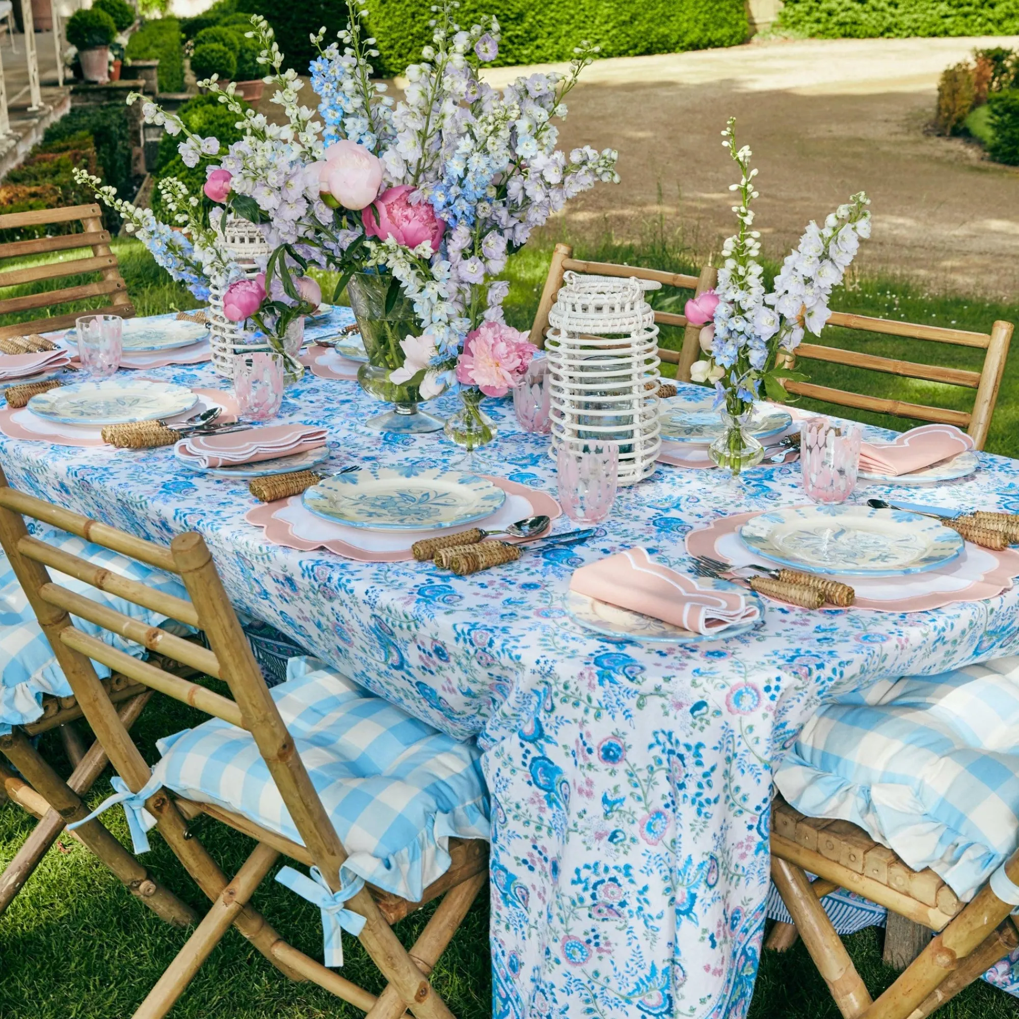 blue_gingham_ruffle_seat__6-1.webp Sale Blue Gingham Ruffle Seat Pad Cushion Cushions