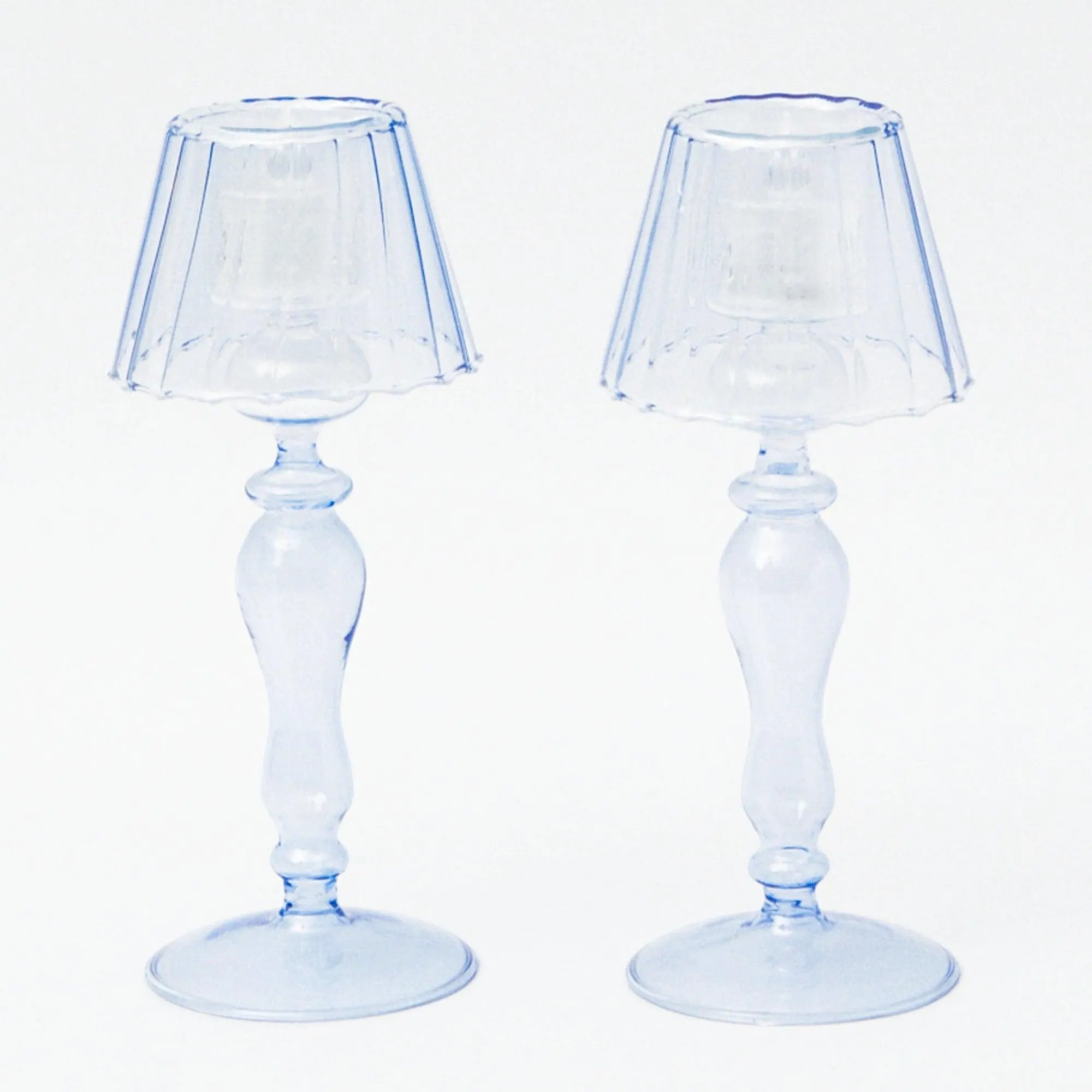 blue_glass_lantern_tea_li_0-1.webp Discount Blue Glass Lantern Tea Light Holders (Pair) - 24Cm Pagodas & Lanterns