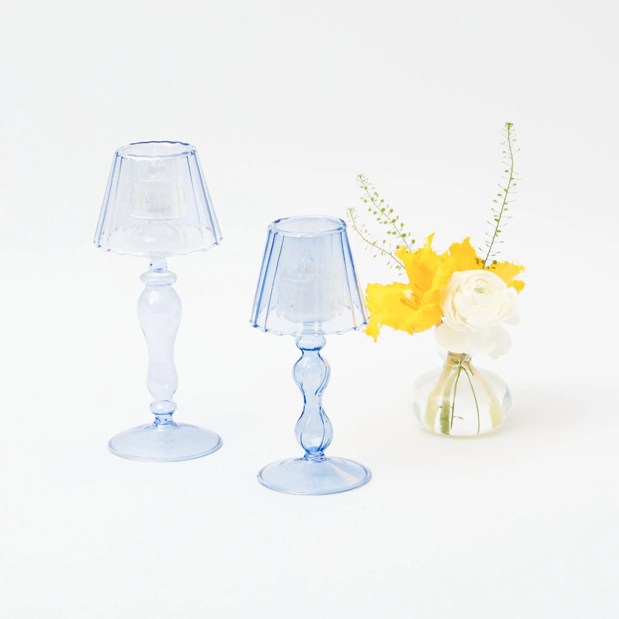blue_glass_lantern_tea_li_7-1.webp Discount Blue Glass Lantern Tea Light Holders (Pair) - 24Cm Pagodas & Lanterns