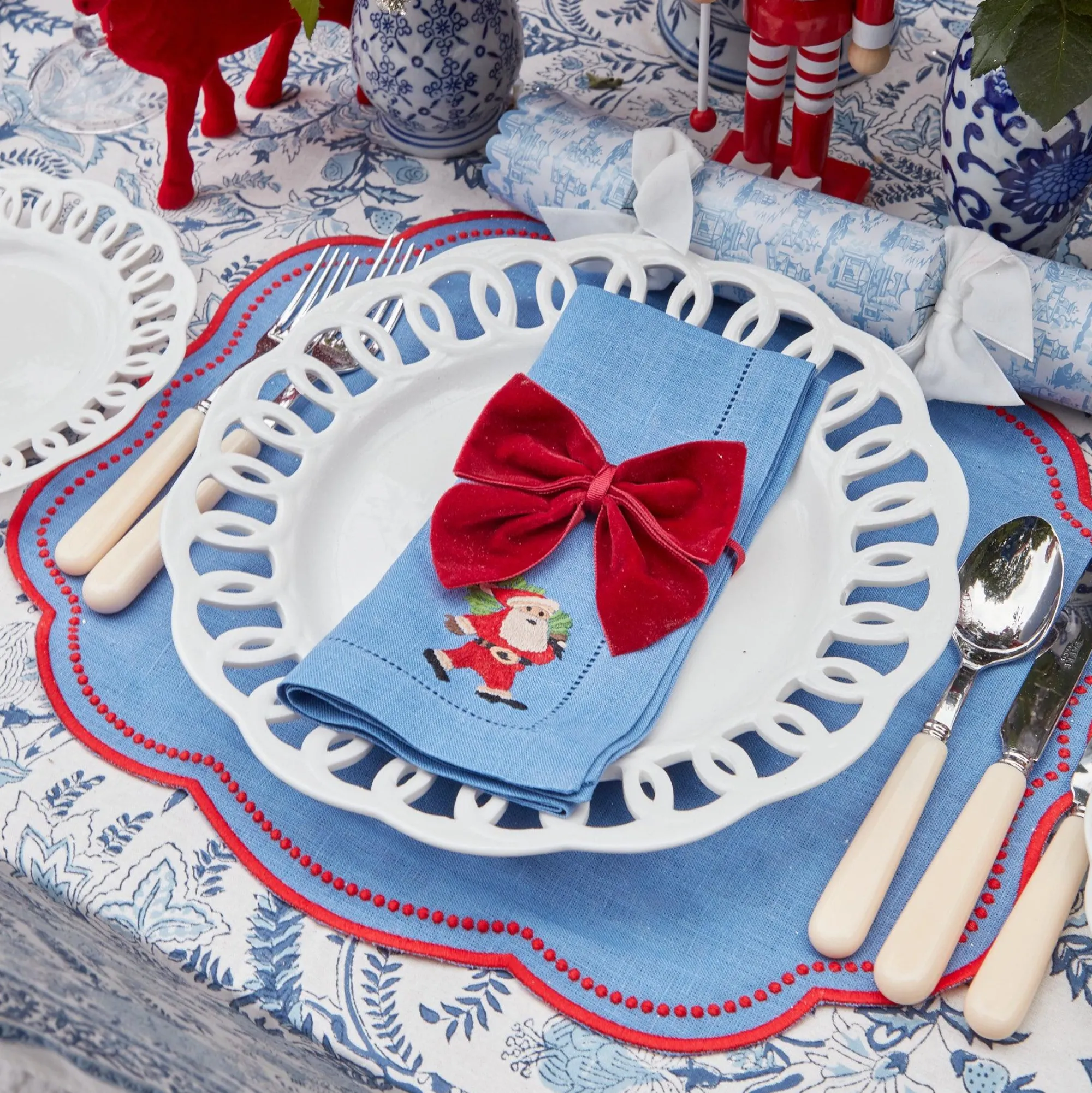 blue_hand_embroidered_fat_10.webp Cheap Blue Hand Embroidered Father Christmas Napkins (Set Of 4) Napkins