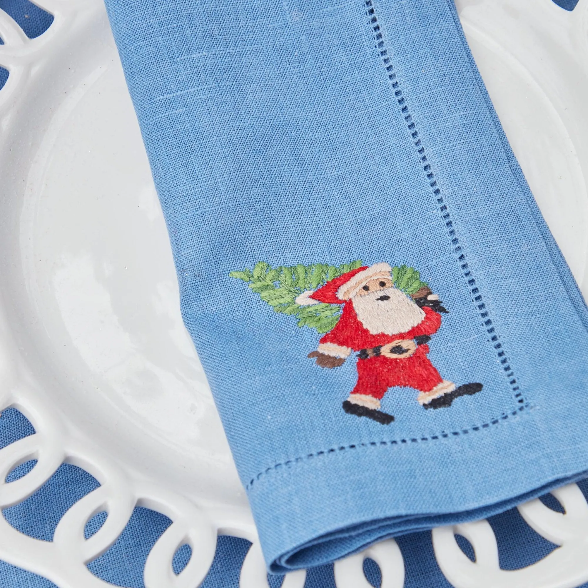 blue_hand_embroidered_fat_13.webp Cheap Blue Hand Embroidered Father Christmas Napkins (Set Of 4) Napkins