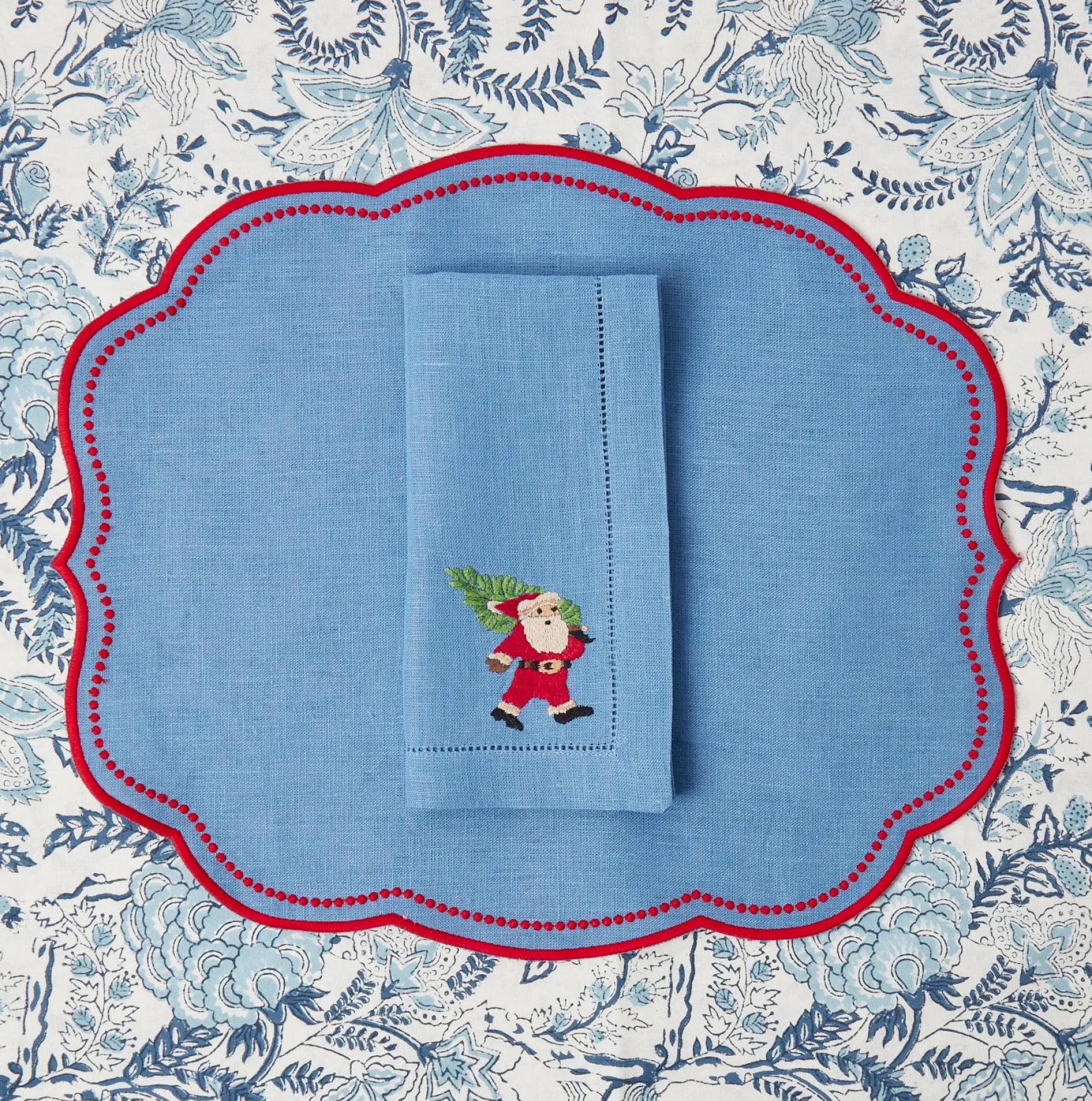 blue_hand_embroidered_fat_9.webp Cheap Blue Hand Embroidered Father Christmas Napkins (Set Of 4) Napkins