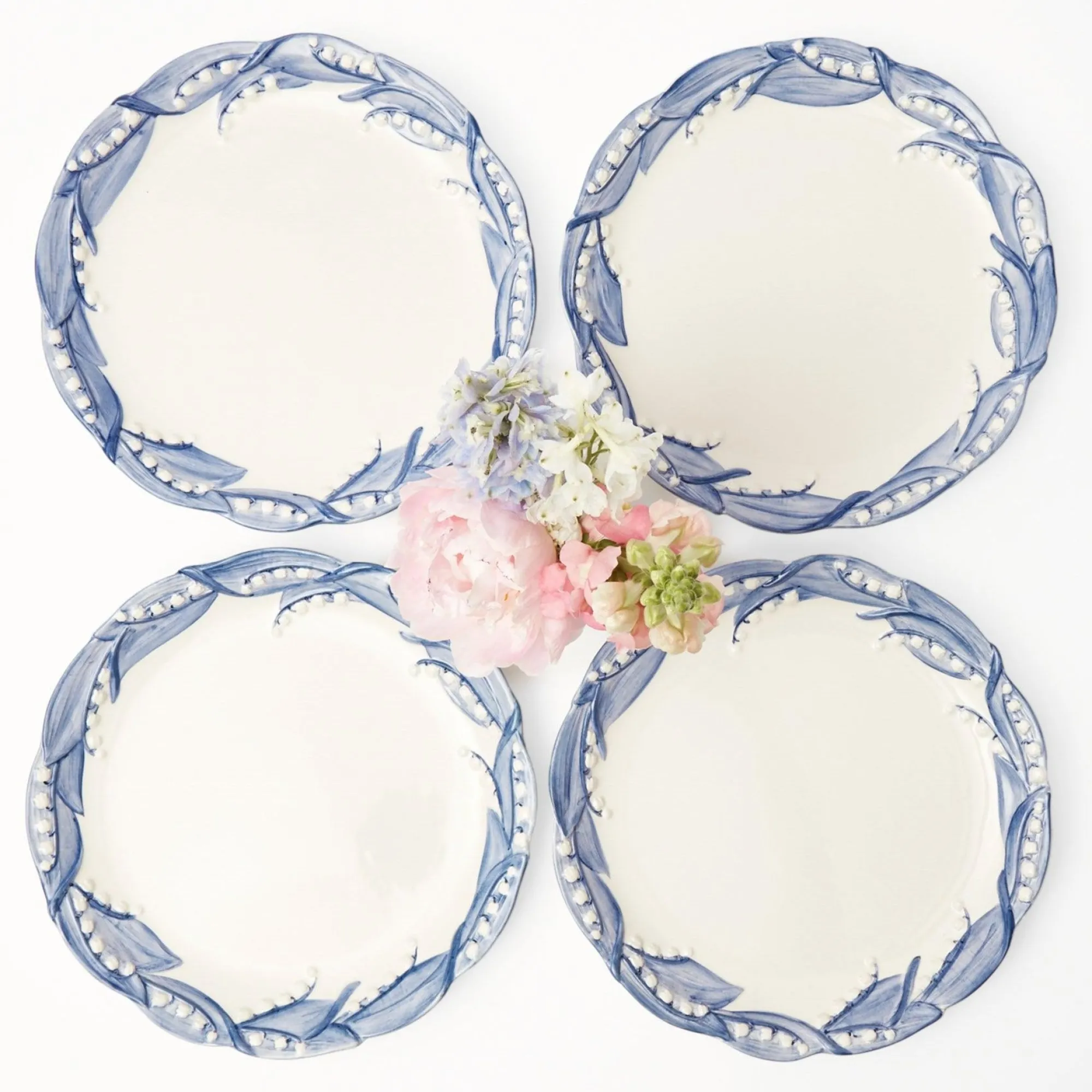 blue_lily_of_the_valley_d_0.webp Fashion Blue Lily Of The Valley Dinner Plates (Set Of 4) Crockery Sets