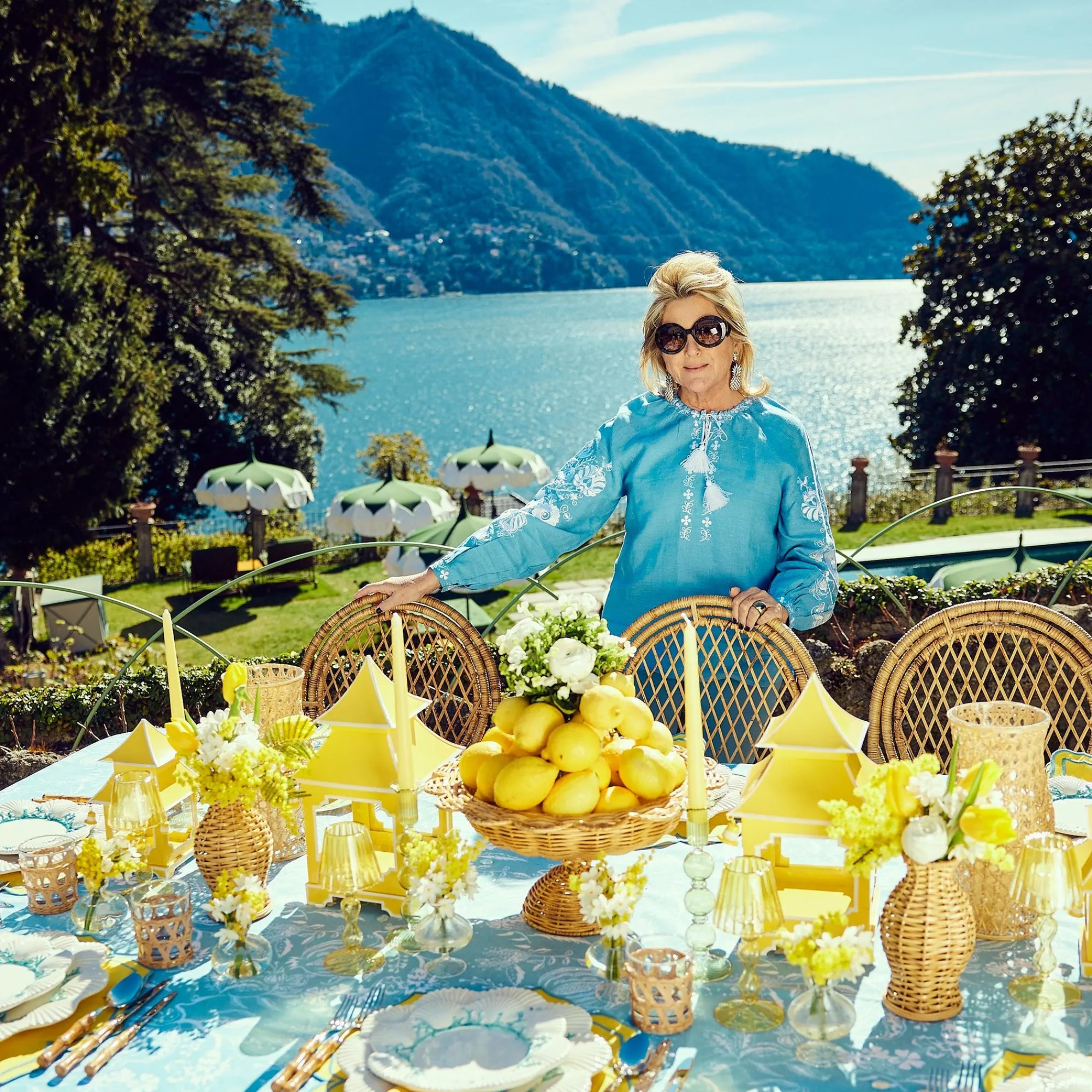 blue_melograno__fleur_yel_1.webp New Blue Melograno & Fleur Yellow Linen Set Table Linen Sets