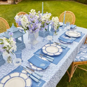 New Blue Petal Bamboo Dinner & Starter Plates (Set Of 8) Crockery Sets