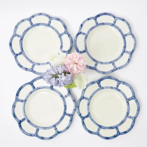 Discount Blue Petal Bamboo Starter Plate (Set Of 4) Bamboo Crockery