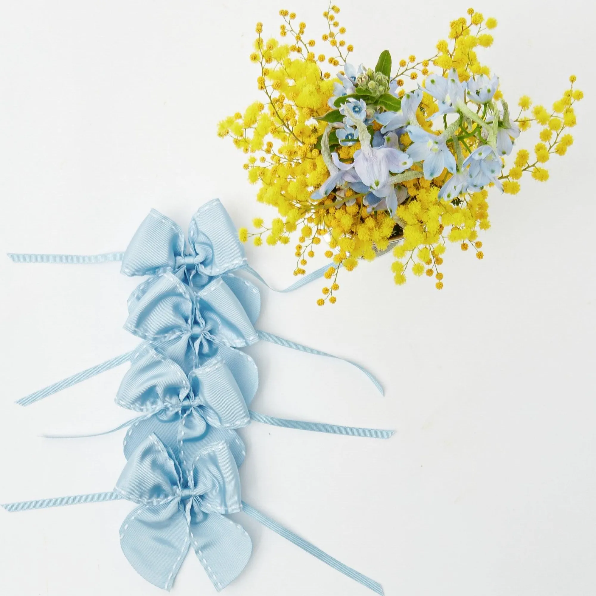 blue_saddle_stitch_napkin_6.webp Clearance Blue Saddle Stitch Napkin Bows (Set Of 4) Napkin Rings, Bows & Wreaths