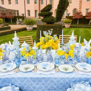 Clearance Blue Saddle Stitch Napkin Bows (Set Of 4) Napkin Rings, Bows & Wreaths