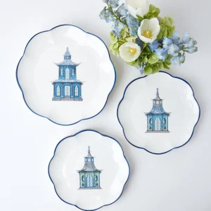 Hot Blue Scalloped Pagoda Starter Plate Starter Plates