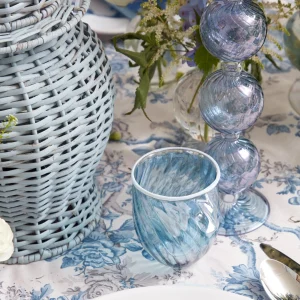 Outlet Blue Swirl Water Glasses With White Rim (Set Of 4) Glasses