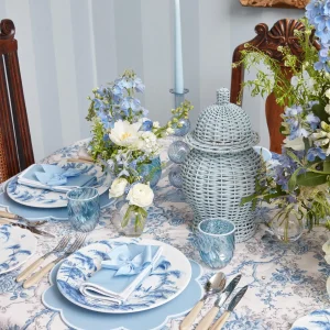 Outlet Blue Swirl Water Glasses With White Rim (Set Of 4) Glasses