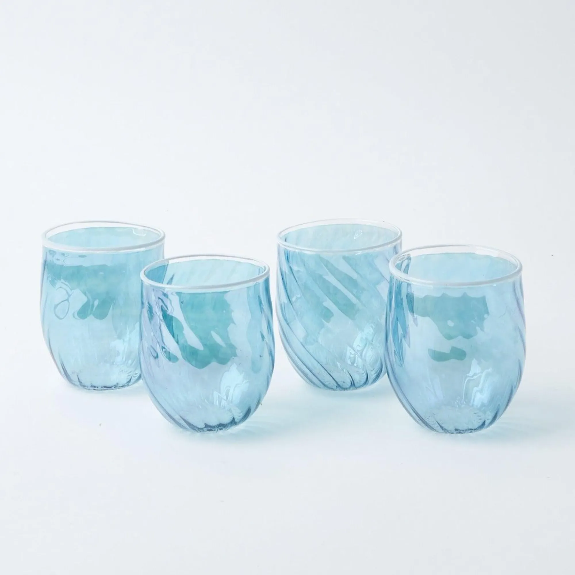 blue_swirl_water_glasses__15.webp Outlet Blue Swirl Water Glasses With White Rim (Set Of 4) Glasses