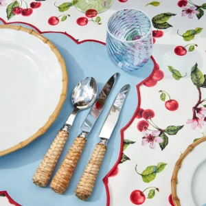 Outlet Blue Swirl Water Glasses With White Rim (Set Of 4) Glasses