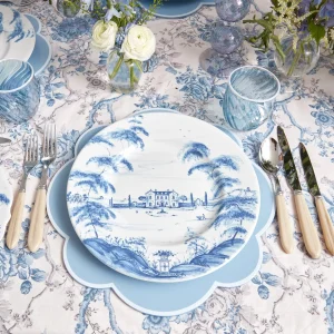 Outlet Blue Swirl Water Glasses With White Rim (Set Of 4) Glasses