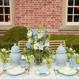 Outlet Blue Swirl Water Glasses With White Rim (Set Of 4) Glasses