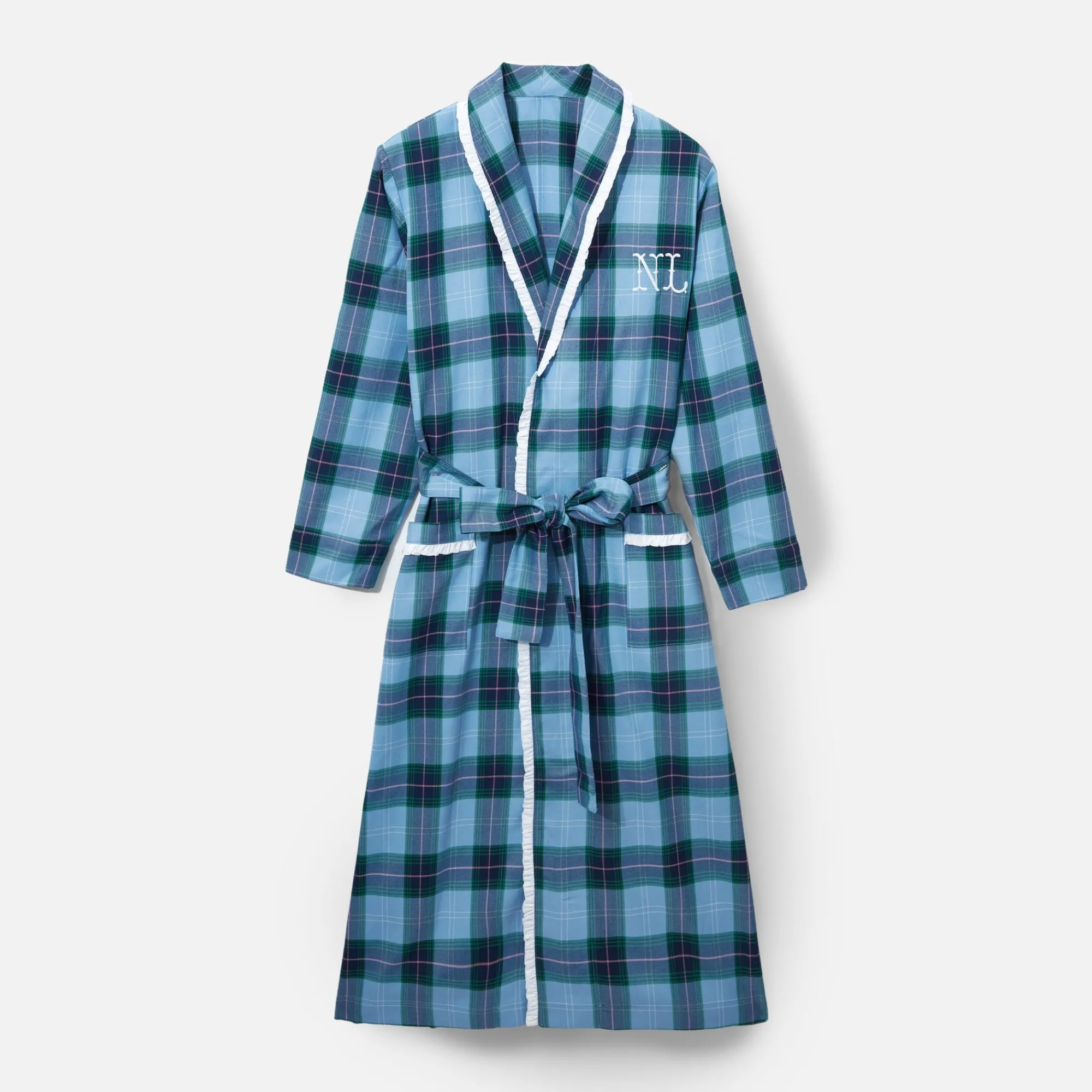 blue_tartan_frilled_dress_1-1.webp Outlet Blue Tartan Frilled Dressing Gown Aprons & Robes