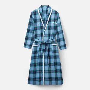 Hot Blue Tartan Frilled Dressing Gown Women Alice Nightdresses