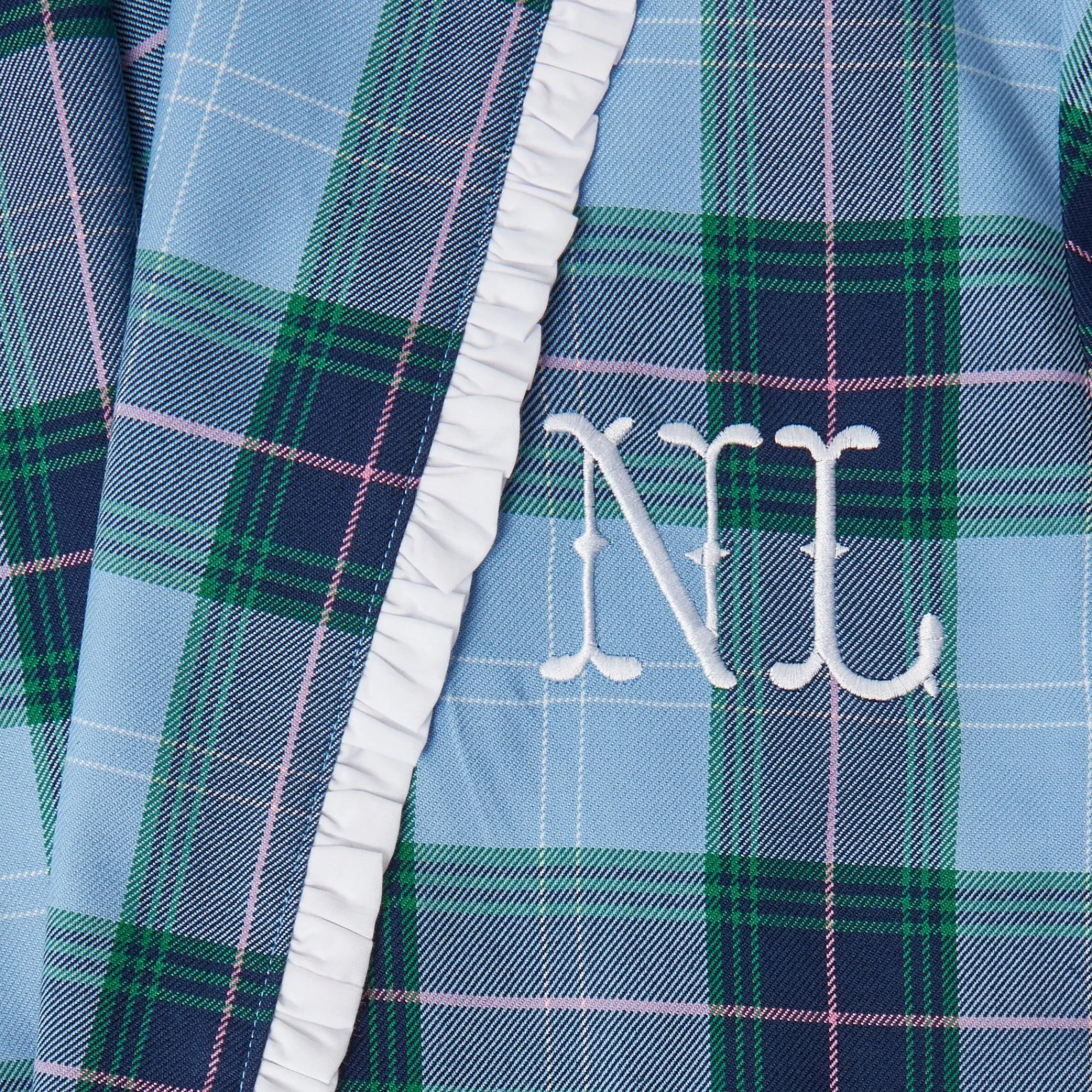 blue_tartan_frilled_dress_4-1.webp Outlet Blue Tartan Frilled Dressing Gown Aprons & Robes