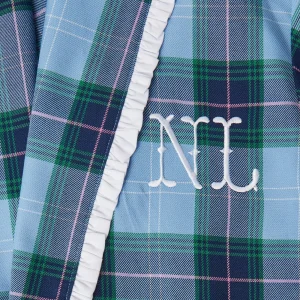Hot Blue Tartan Frilled Dressing Gown Women Alice Nightdresses