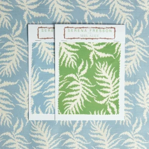 Cheap Blue Trailing Ferns Fabric Serena Fresson Fabrics